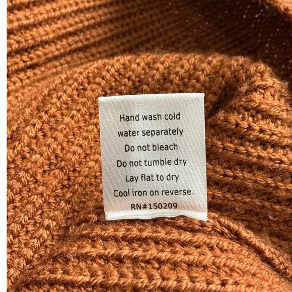 La Ligne Cable Bastien Sweater Rust Brown Merino Wool Half Zip Size XL Soft - Picture 14 of 14